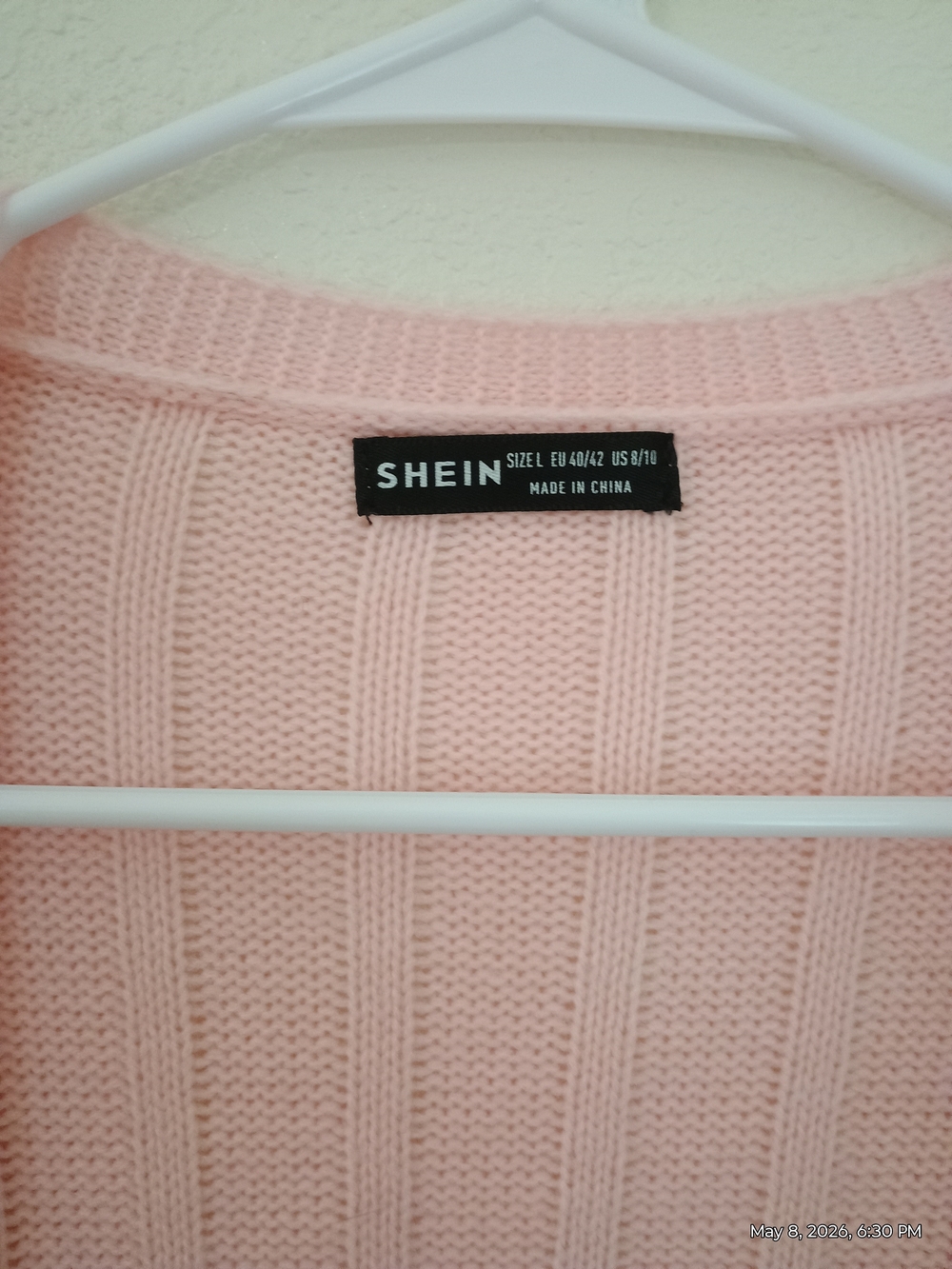 SHEIN Light Pink Cable-Knit Open Cardigan - Picture 4 of 4